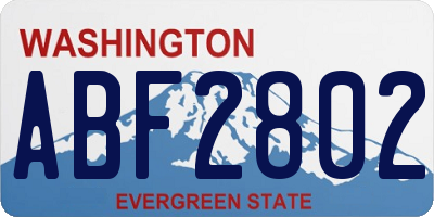 WA license plate ABF2802
