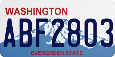 WA license plate ABF2803