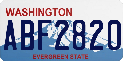 WA license plate ABF2820