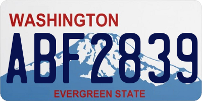 WA license plate ABF2839