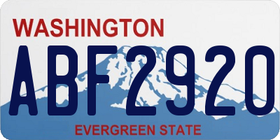 WA license plate ABF2920