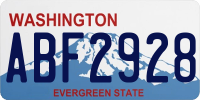 WA license plate ABF2928