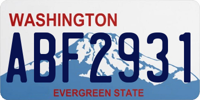 WA license plate ABF2931