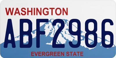 WA license plate ABF2986
