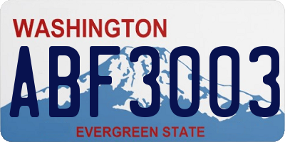 WA license plate ABF3003