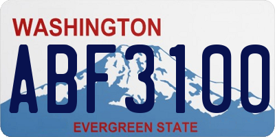 WA license plate ABF3100
