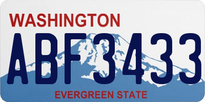 WA license plate ABF3433