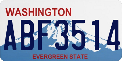 WA license plate ABF3514