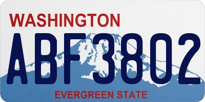 WA license plate ABF3802