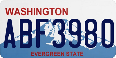 WA license plate ABF3980