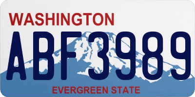 WA license plate ABF3989