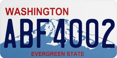 WA license plate ABF4002