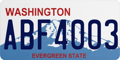 WA license plate ABF4003