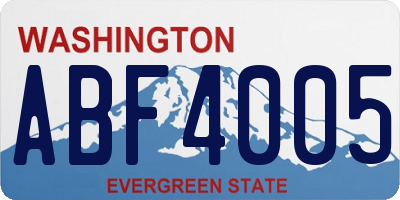 WA license plate ABF4005