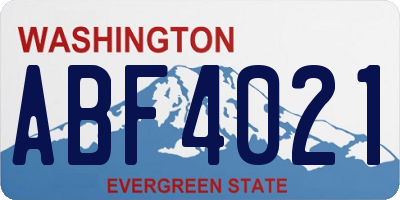 WA license plate ABF4021