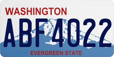 WA license plate ABF4022