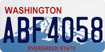 WA license plate ABF4058