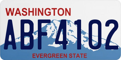 WA license plate ABF4102
