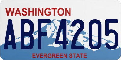 WA license plate ABF4205
