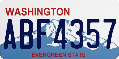 WA license plate ABF4357