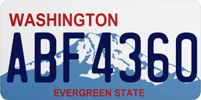 WA license plate ABF4360