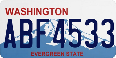 WA license plate ABF4533