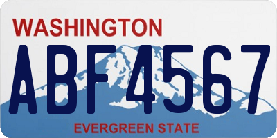 WA license plate ABF4567