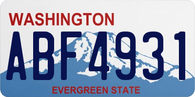 WA license plate ABF4931