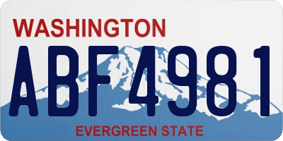 WA license plate ABF4981