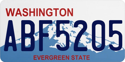 WA license plate ABF5205