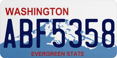 WA license plate ABF5358
