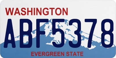WA license plate ABF5378