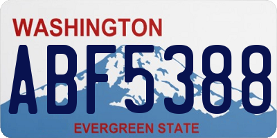 WA license plate ABF5388