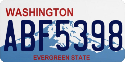 WA license plate ABF5398