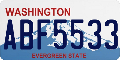 WA license plate ABF5533