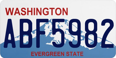 WA license plate ABF5982
