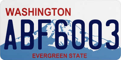 WA license plate ABF6003