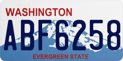 WA license plate ABF6258