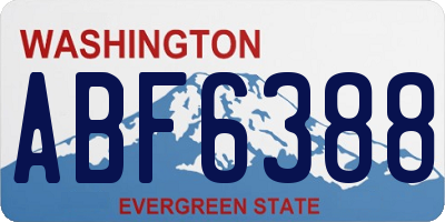 WA license plate ABF6388
