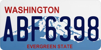 WA license plate ABF6398