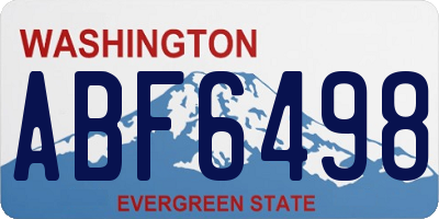 WA license plate ABF6498