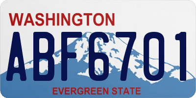 WA license plate ABF6701