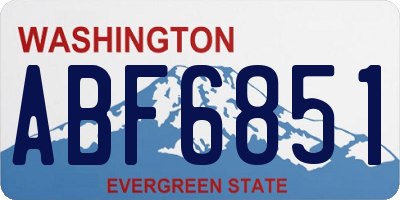 WA license plate ABF6851