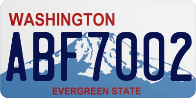 WA license plate ABF7002