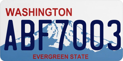 WA license plate ABF7003