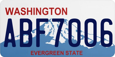 WA license plate ABF7006