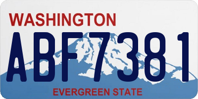 WA license plate ABF7381