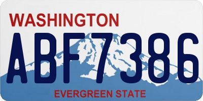 WA license plate ABF7386