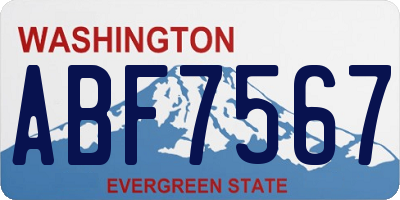 WA license plate ABF7567