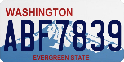 WA license plate ABF7839